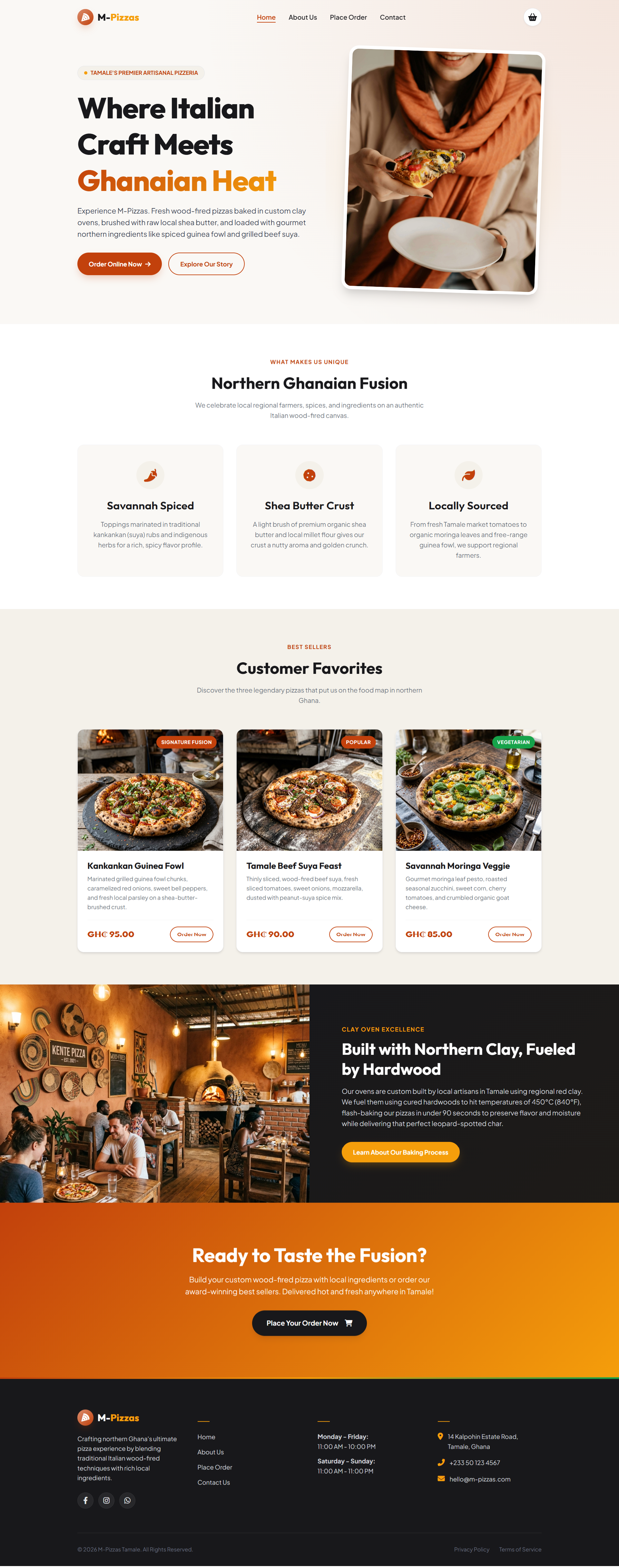 M Pizzas — a website built by ProTouch, shown across devices